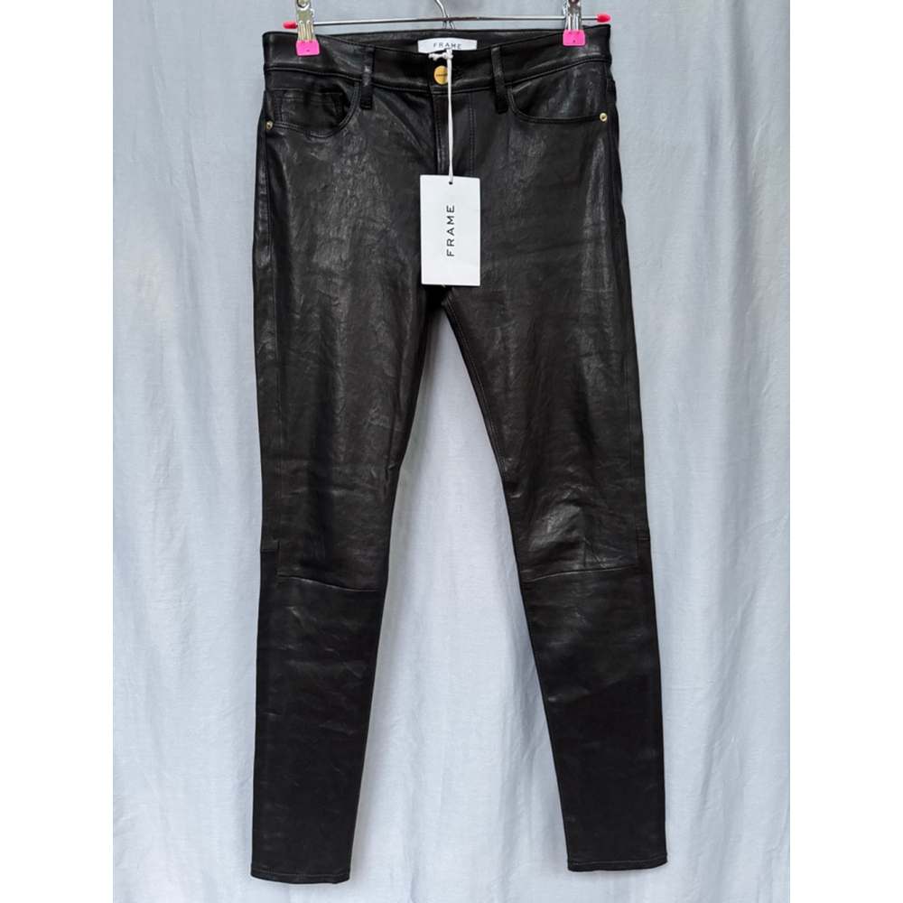 NWT Leather Frame Le Skinny de Jeanne Women's Pants, Black 26 Authentic lamb - Picture 4 of 11
